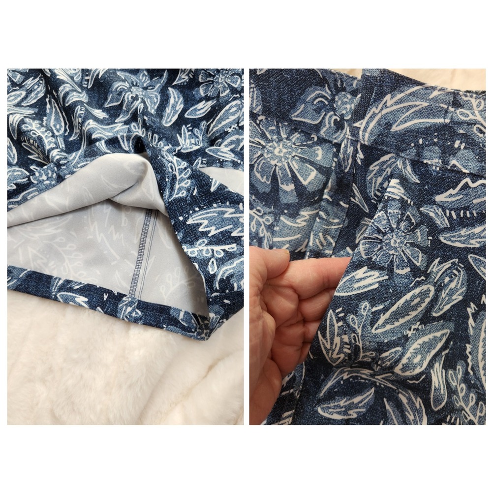 Rip Skirt Hawaii Length 4 Rustica Denim Blue Floral Wrap Skirt Womens Small NWT - Picture 7 of 9